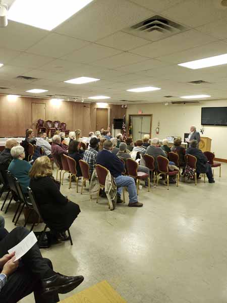 Annual Meeting, State of the Village and State of the Township meeting people sitting in chairs for meeting